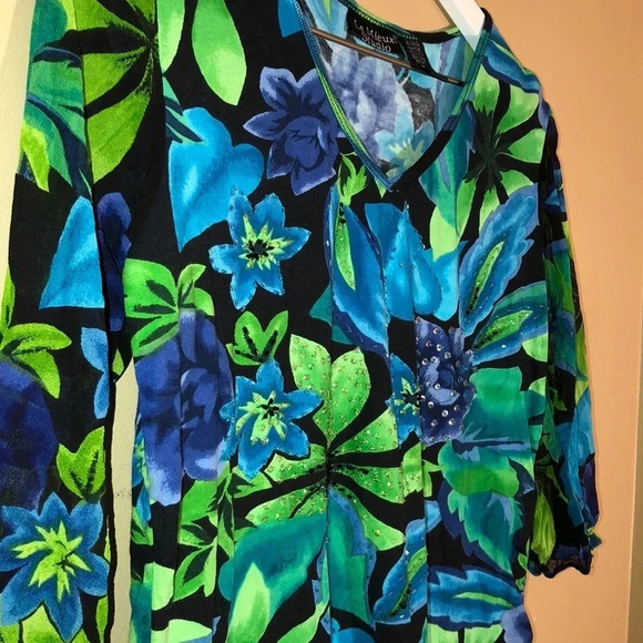 LE MIEUX STUDIO GUC WOMENS FLORAL TOP SHIRT BLOUSE SUMMER CASUAL OFFICE SIZE M - Picture 6 of 8